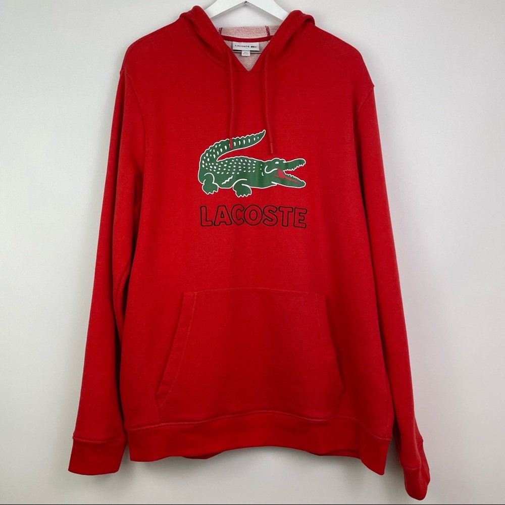 NWT Mens Lacoste Graphic Croc Pullover Sweatshirt Crew Neck Red Size 2XL